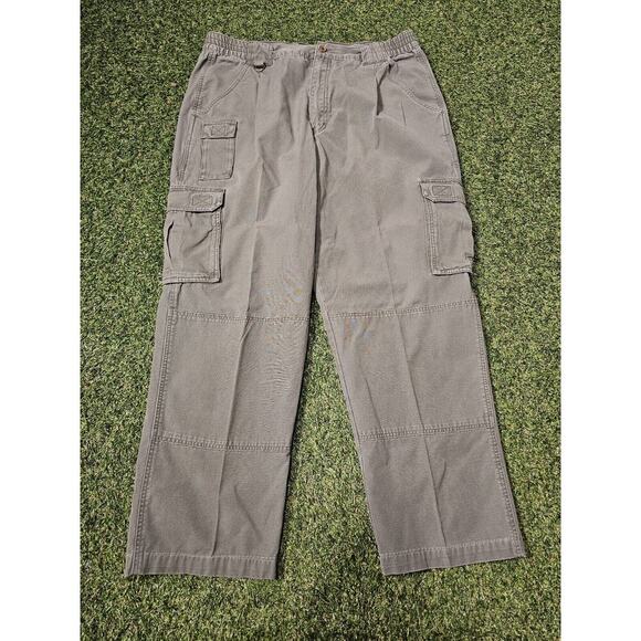 Cabela’s Trail Hiker Cargo Pants Men’s 40 Green Pockets Elastic Waist Canvas - Picture 1 of 8